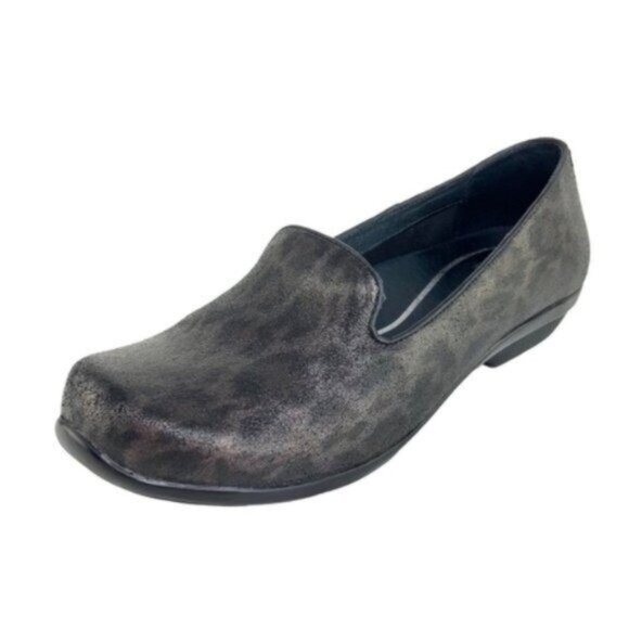 Dansko Black Silver Metallic Olivia Leopard Slip On Shoes